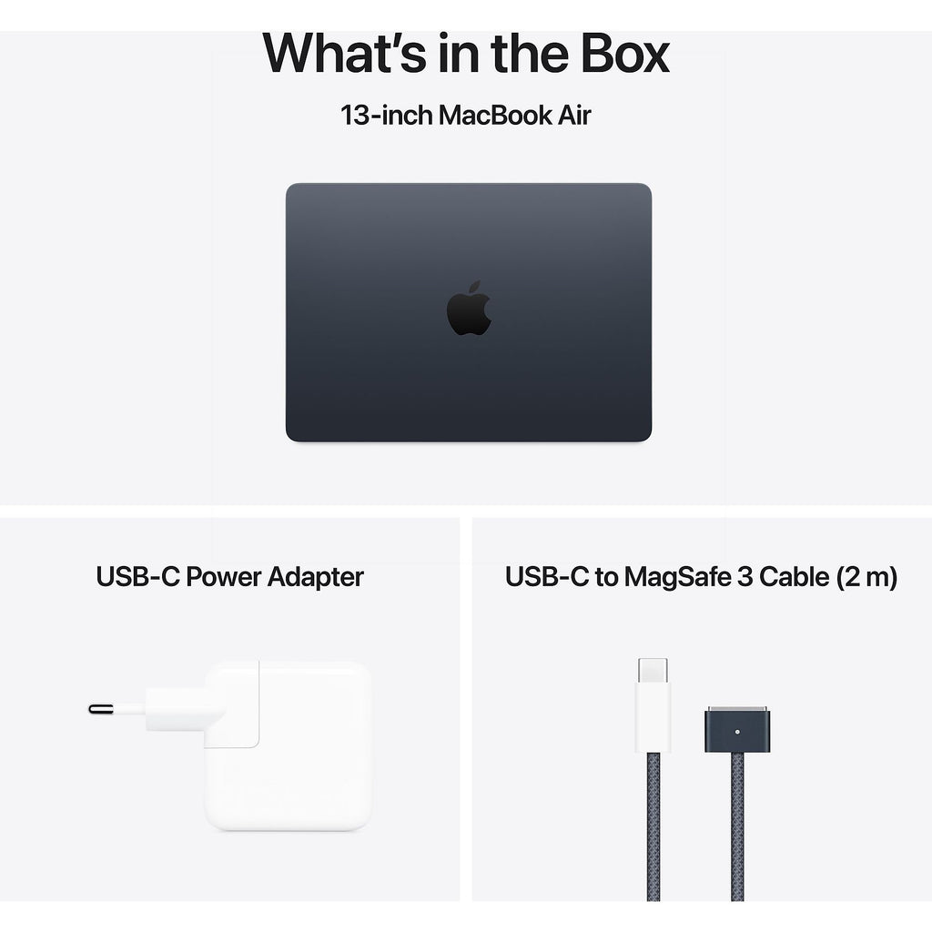 APPLE MacBook Air (2025) M4, Ordinateur portable, avec ecran 13.6 ", Apple M-Series M4 processeur, 16 GB RAM, 256 GB SSD, Apple M4 GPU, Midnight, macOS