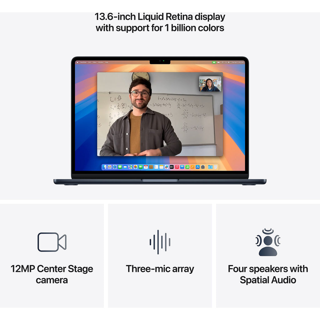 APPLE MacBook Air (2025) M4, Ordinateur portable, avec ecran 13.6 ", Apple M-Series M4 processeur, 16 GB RAM, 256 GB SSD, Apple M4 GPU, Midnight, macOS